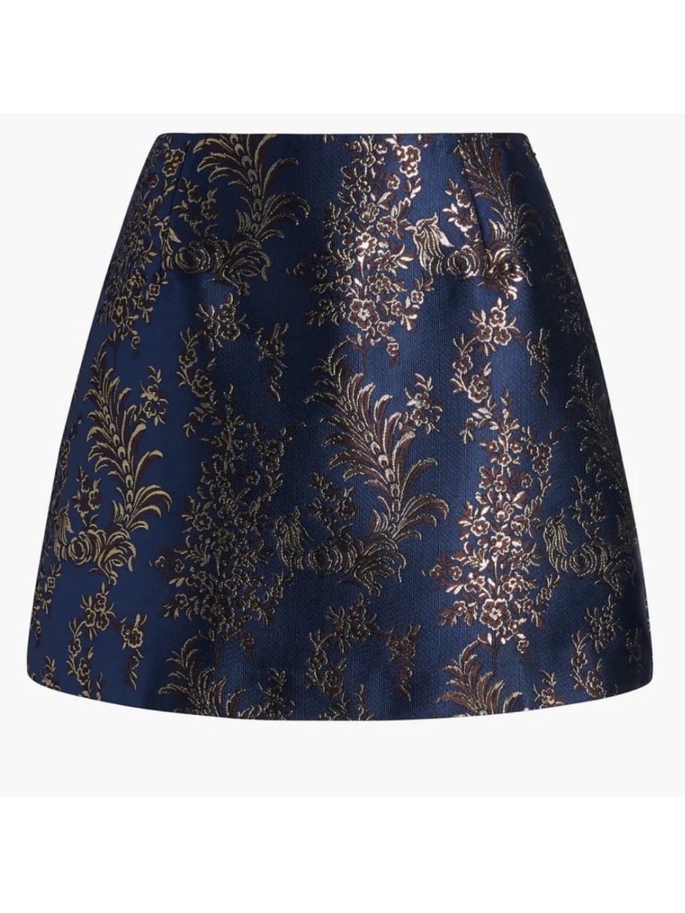 Hill House Hallie Skirt in Bird Brocade Navy Gold Size XS